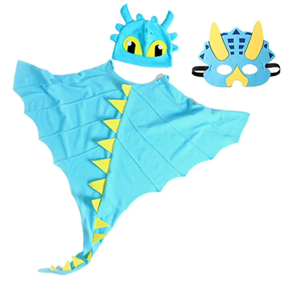 Kids Cartoon Dinosaurus Cosplay Mantel Masker Hoed Jongens Meisjes Podium Voorstelling Kostuum Halloween Carnaval Feest Roleplay Pak