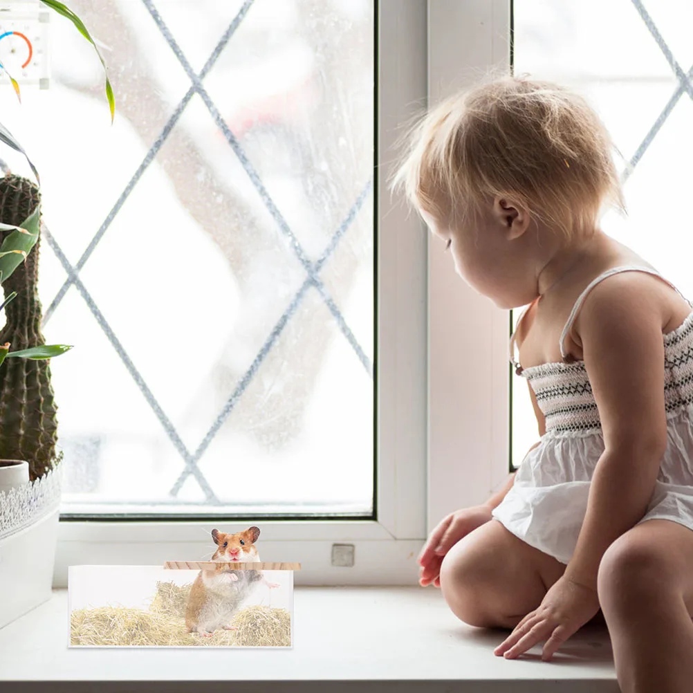 

2Pcs Transparent Acrylic Chinchilla Bathtubs Wear-Resistant Small Sand Boxes Hamster Bath Containers Household Pet Supplies