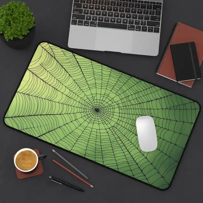 

Green Spider Web Mouse Pad, Non-slip Waterproof Gaming Mouse Pad, Spider Web Game Desk Decorative Mat, Perfect Gift for Friends