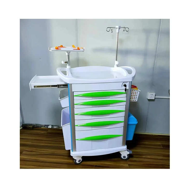 Clinic Cheap Mobile ABS Drugs Hospital Medical Crash Cart Plastic Emergency Medicine Trolley
