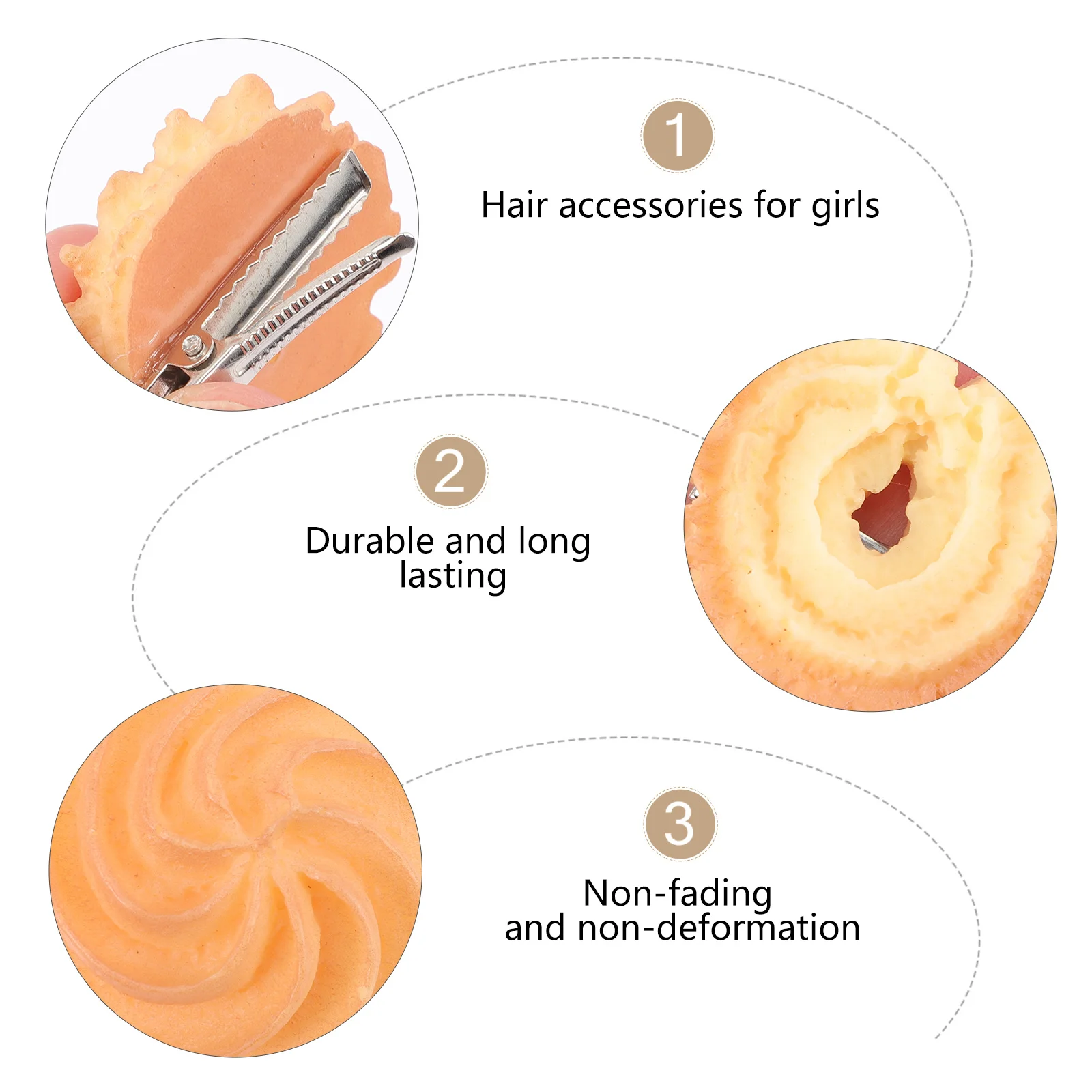 

6Pcs Biscuit Hairclips Lightweight Cookie Hair Barrettes for Kawaii Hair Accessories Funny Creative Hairpins for Parties