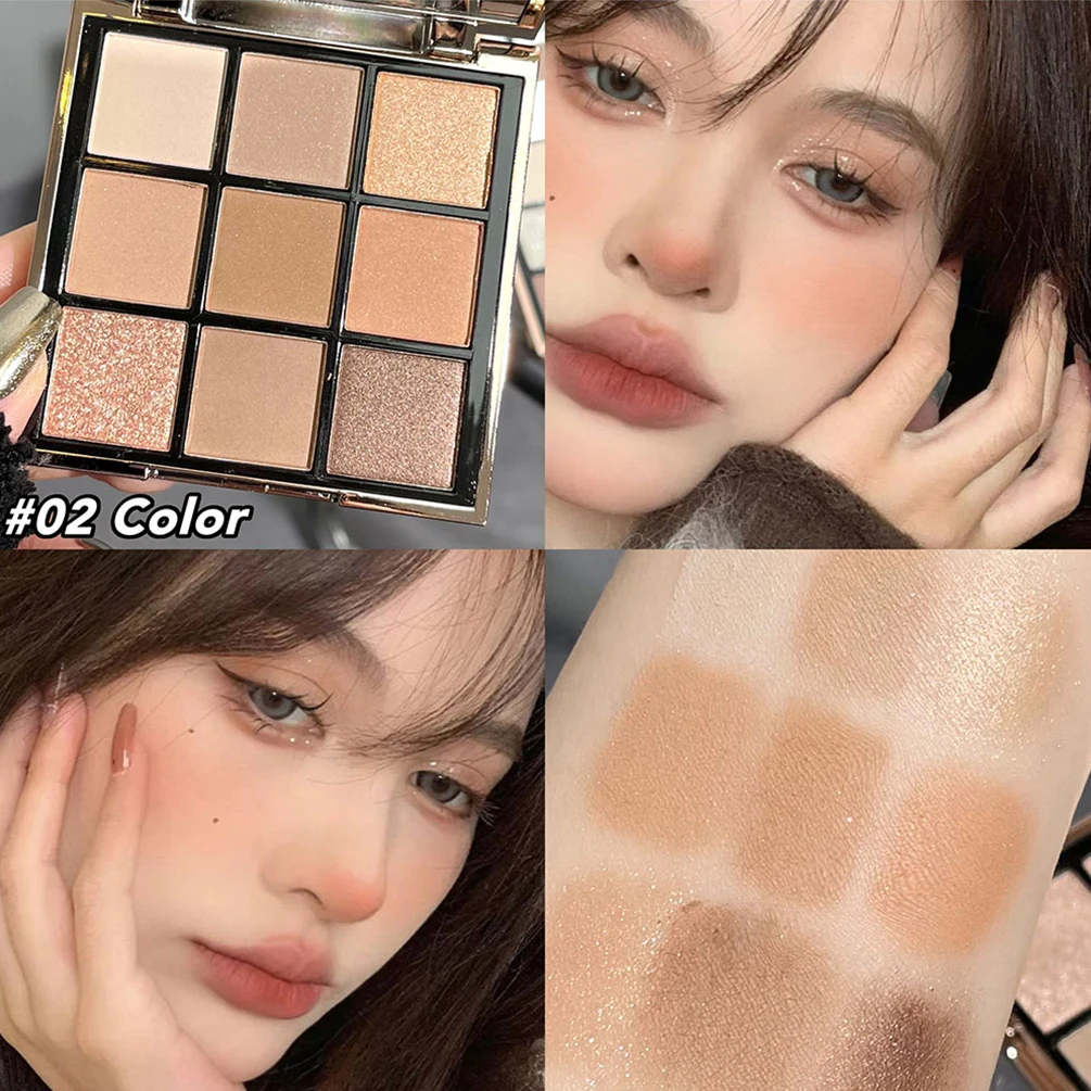 لوحة ظلال عيون مكونة من تسعة ألوان زبدة برتقالية وبنية لؤلؤية غير لامعة ظلال عيون لامعة مكياج عيون يدوم طويلاً