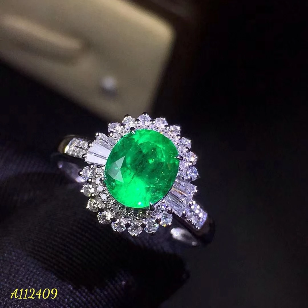 

KJJEAXCMY Fine Jewelry Natural Emerald Women's Ring S925 Pure Silver Electroplated Platinum Supports Testing Party Birthday Gift