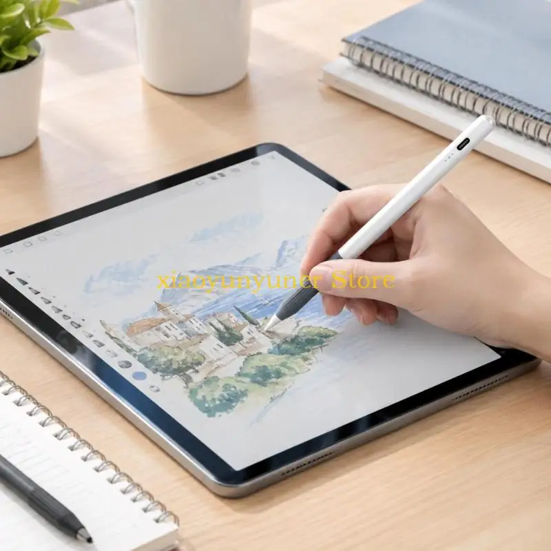 P9JB Active Digital Pen with Pen-Style Capacitive Input, Rechargeable Battery, Ribbed Grip, Replaceable Contact Tip, and Three