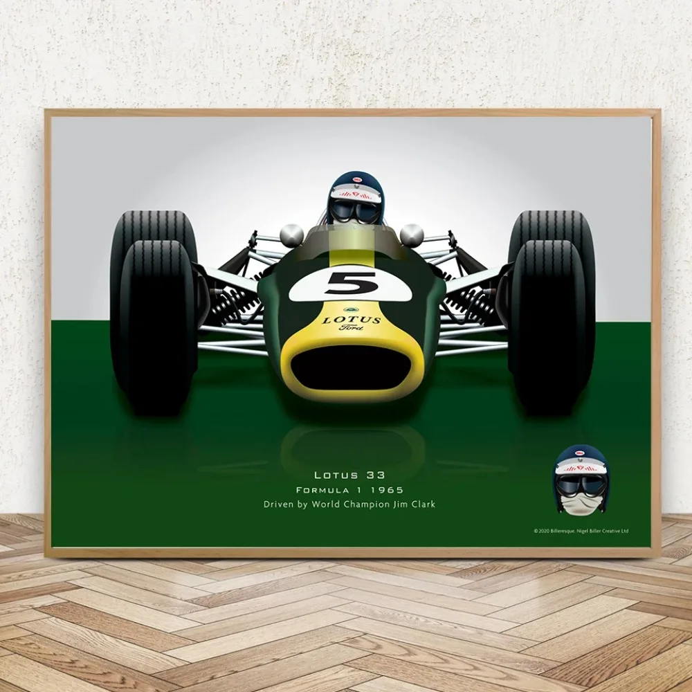 Jim Clark F1 pilote et casque affiche 1965 F1 GP toile peinture mur Art photo impressions nordique moderne décor à la maison