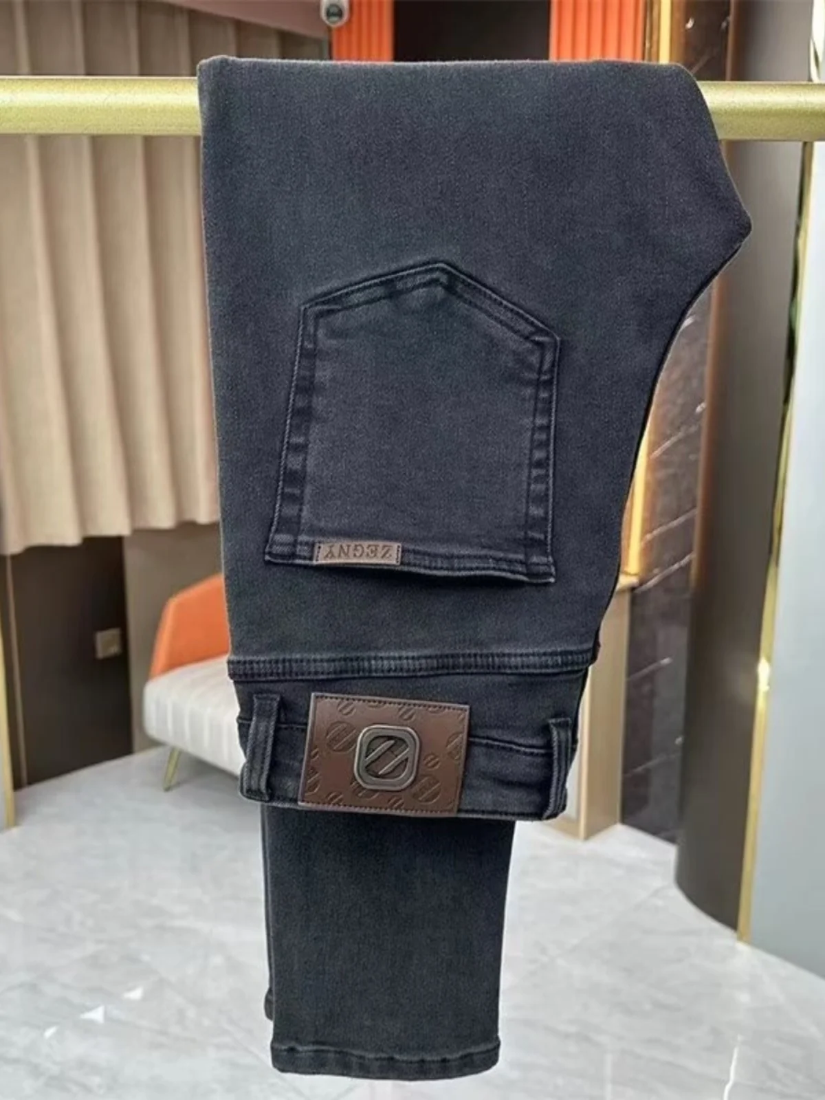 

Мужские облегающие повседневные джинсы, весенние новые брюки Simple Faion Busin Trend Bla, универсальные эластичные брюки для отдыха