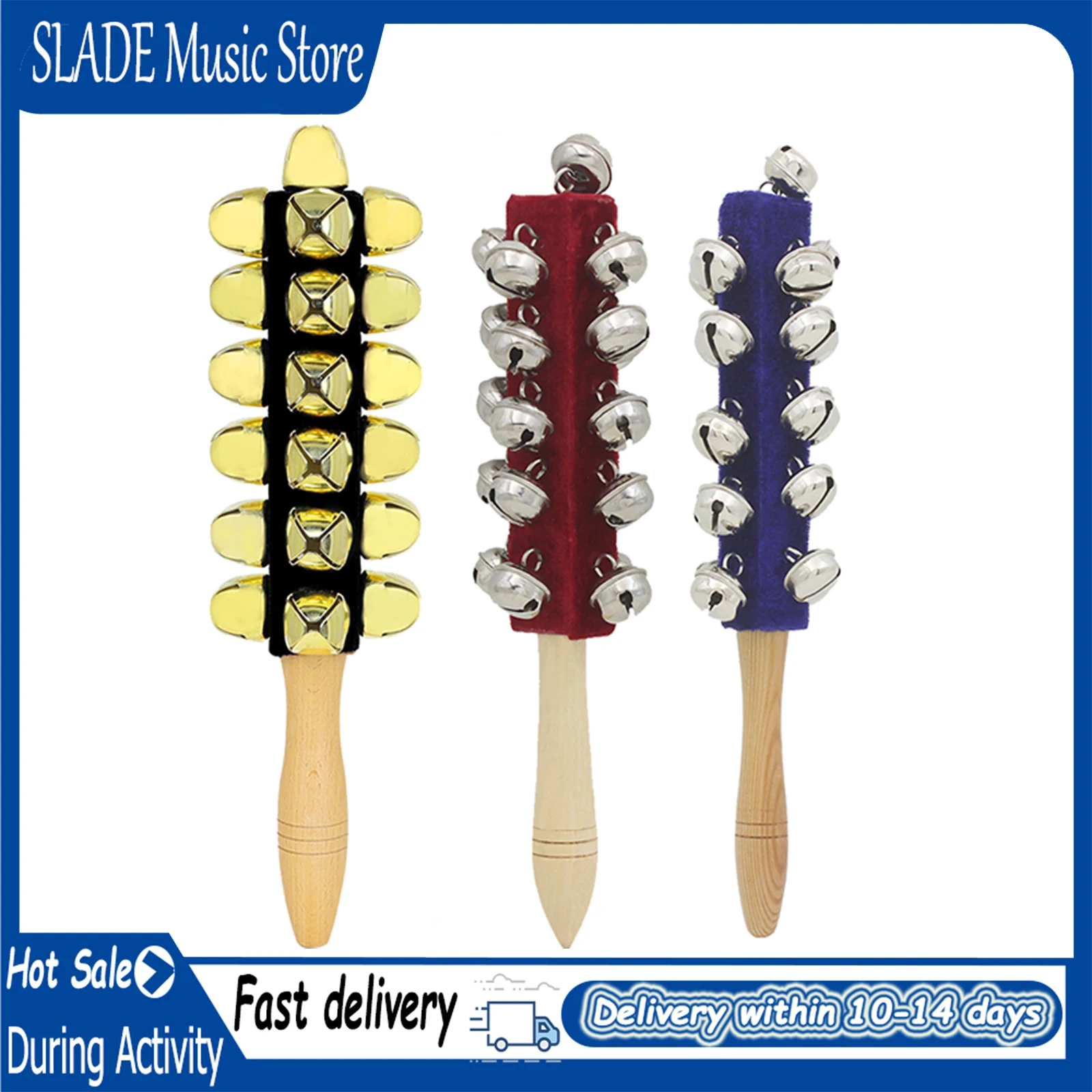 

Wooden 21 Bell Rod Orff Instruments Early Education Stick Shaker Tools for Children Kids Gifts Percussion Instruments
