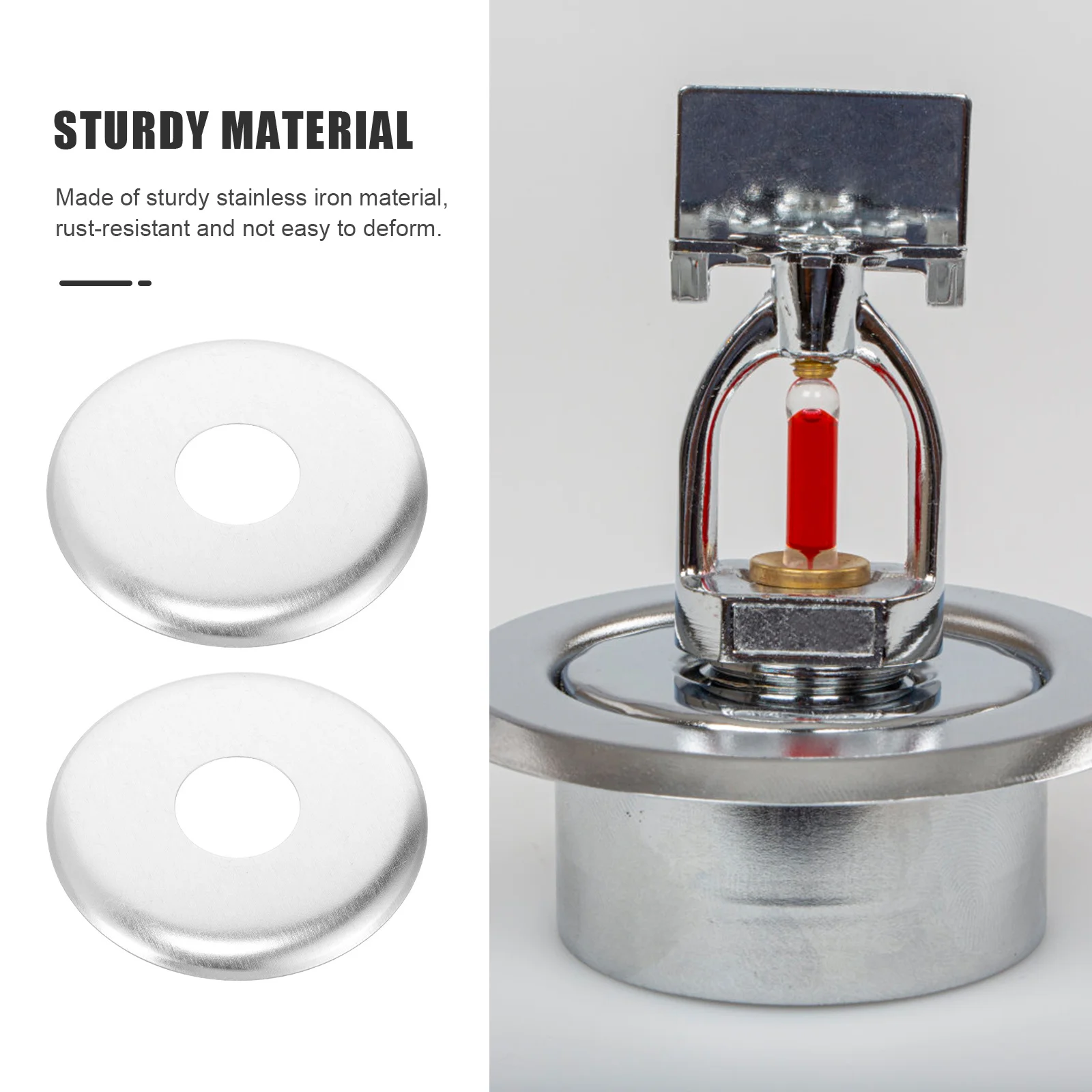 

10pcs Fire Sprinkler Head Cover 1/2 Inch Round Escutcheon Plate Stainless Iron Durable Compact Lightweight Wall-Mounted Flange