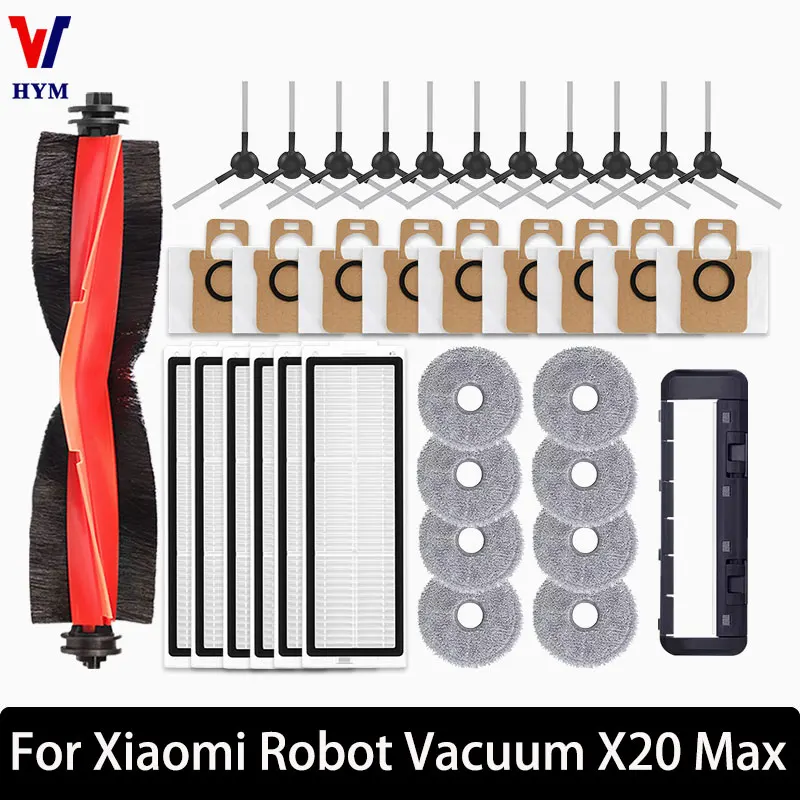 Voor Xiaomi Robot Vacuüm X20 Max/D109GL Onderdelen Accessoires Hoofdborstel Zijborstel Hepa Filter Mop Doek Stofzak Vervanging