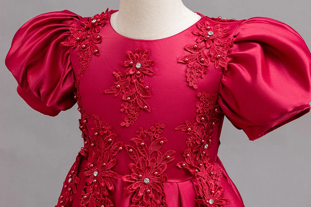 فستان أنيق لحفلات عيد الميلاد للأطفال فستان الأميرة مطرز بالزهور للفتيات لحفلات أعياد الميلاد وحفلات الزفاف والعام الجديد #5