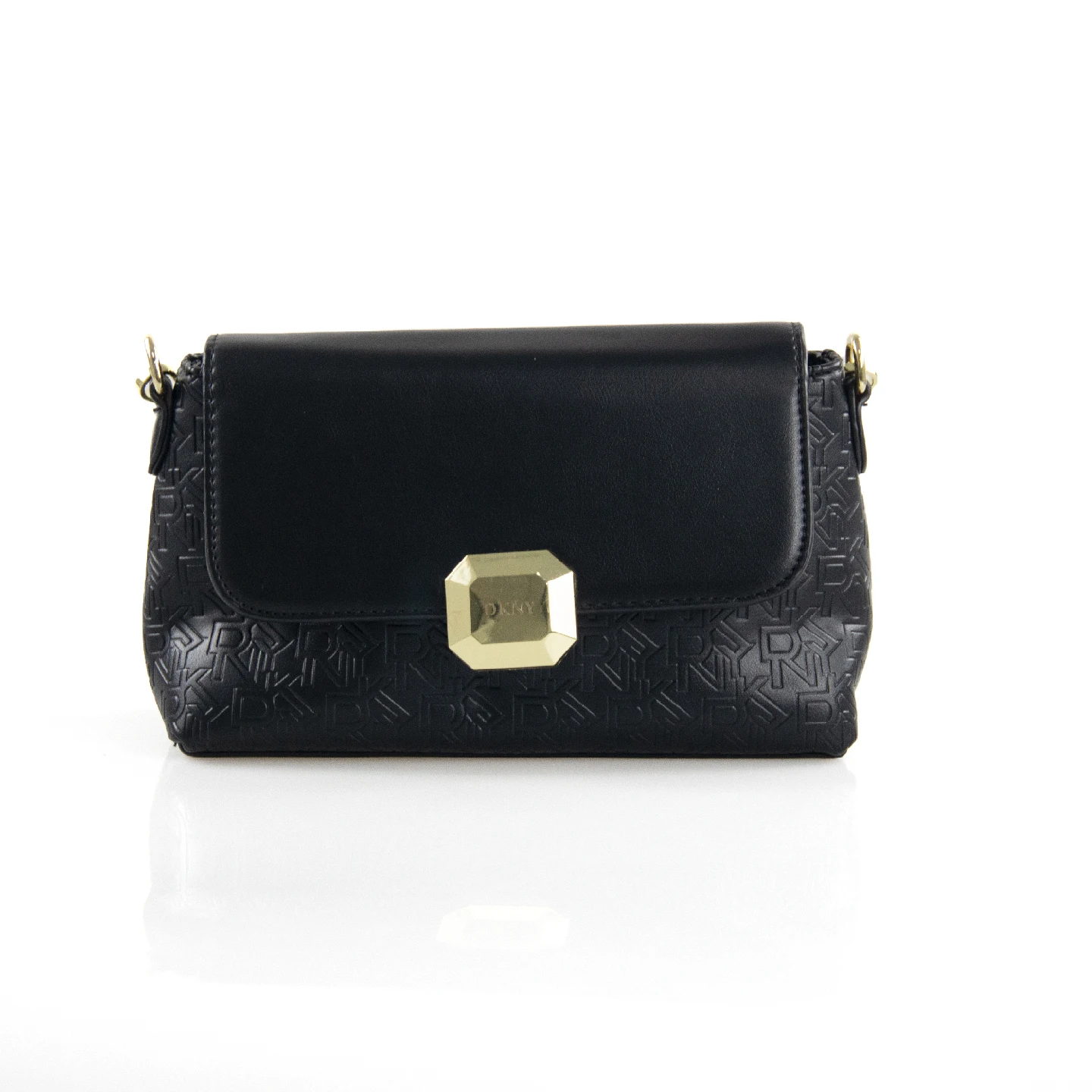 DKNY Premium Womens Embossed Flap Crossbody Bag Octagon Gold Lock Detachable Strap Daily Shoulder Purse