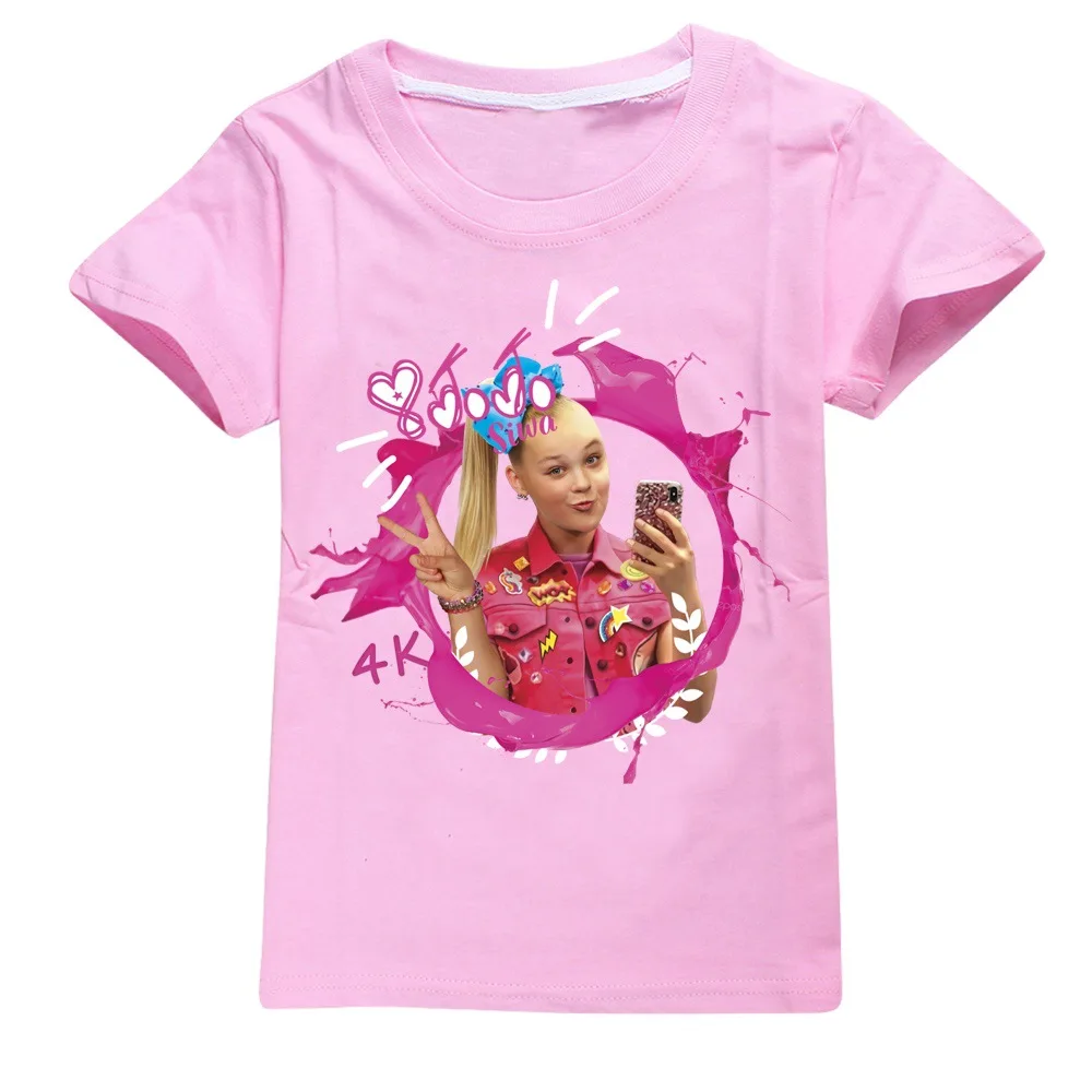 Girls Casual Short Sleeve Tops Cartoon Jojo Siwa Boys Cotton T-shirt Teenager Children Fashion Clothing Kids Summer Clothes