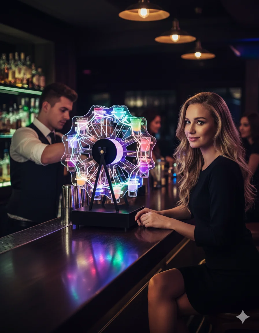 

Держатель для чашки с колесом обозрения, светодиодная подсветка, зарядка, электронный держатель для чашки-пули, держатель для коктейльной чашки, 12-луночное пожарное колесо, колесо обозрения C