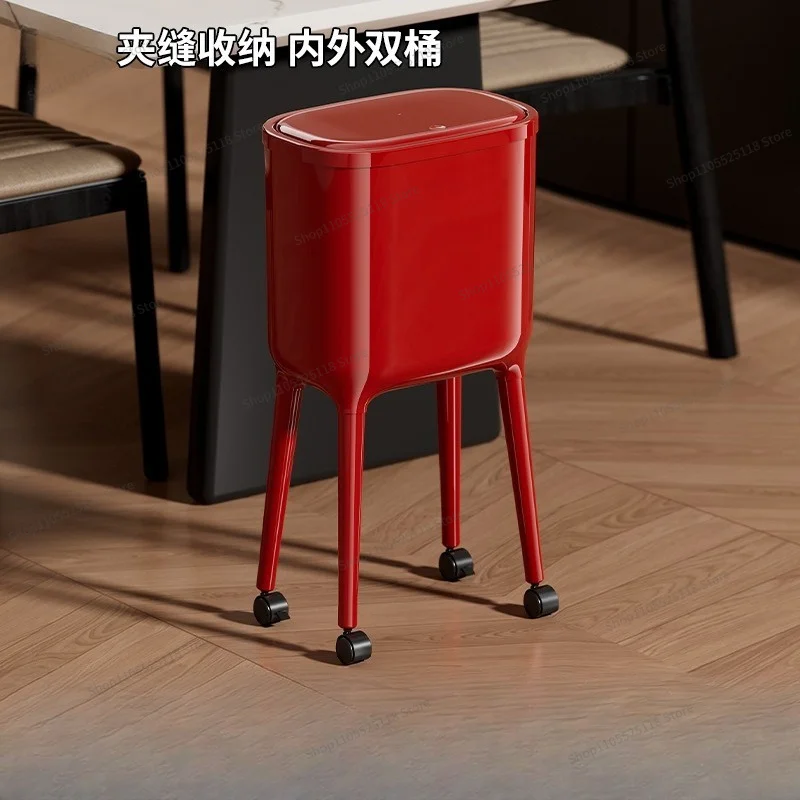 For No Bending High-footed Trash Can, Kitchen Household High-end Feeling, Living Room Light Luxury Large-capacity