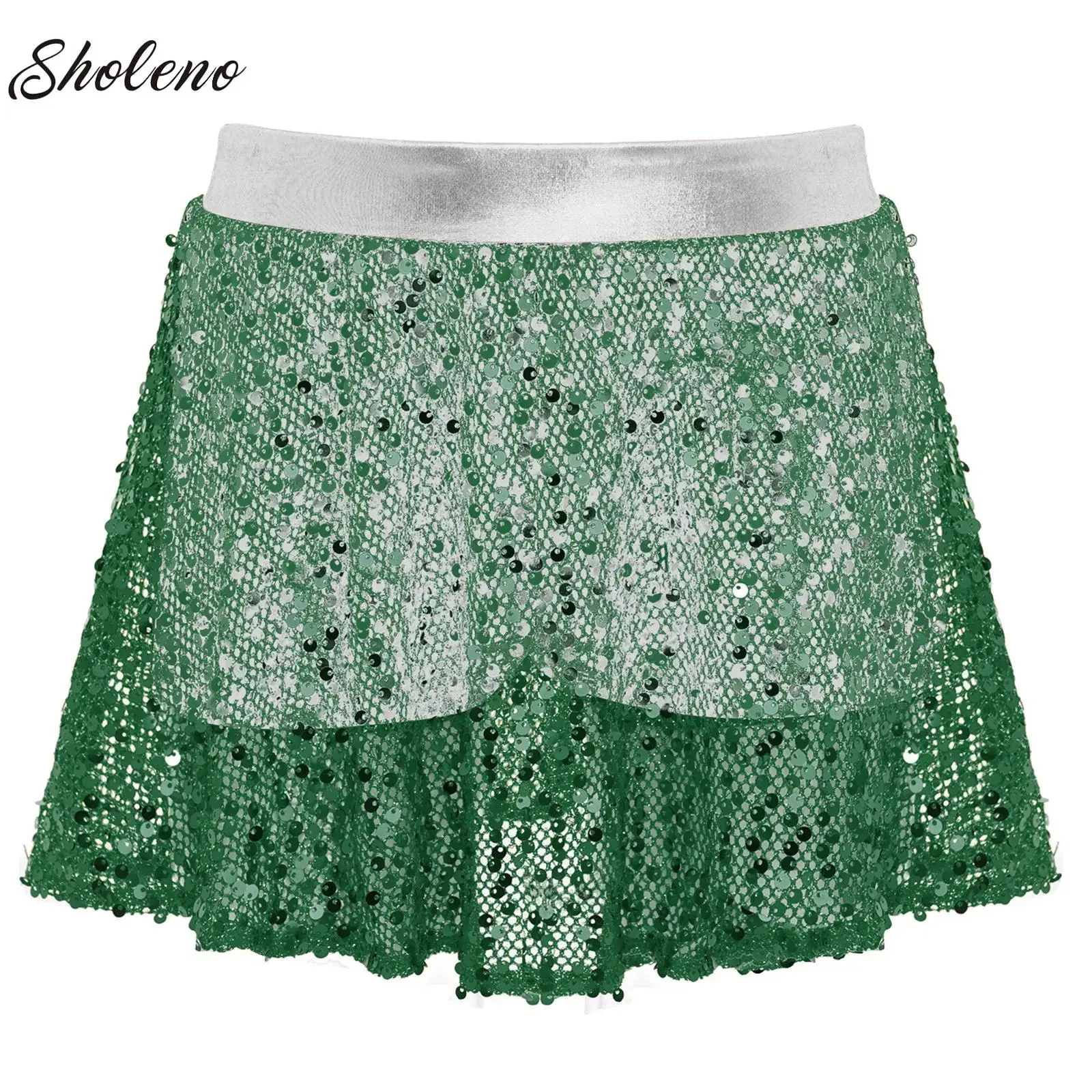 Dziewczęce spódniczki z siateczki, tutu, błyszczące cekiny, elastyczna talia, letnie spódniczki dla dzieci do łyżwiarstwa, baletu, mini spódniczki dla dzieci, ubrania baletowe.