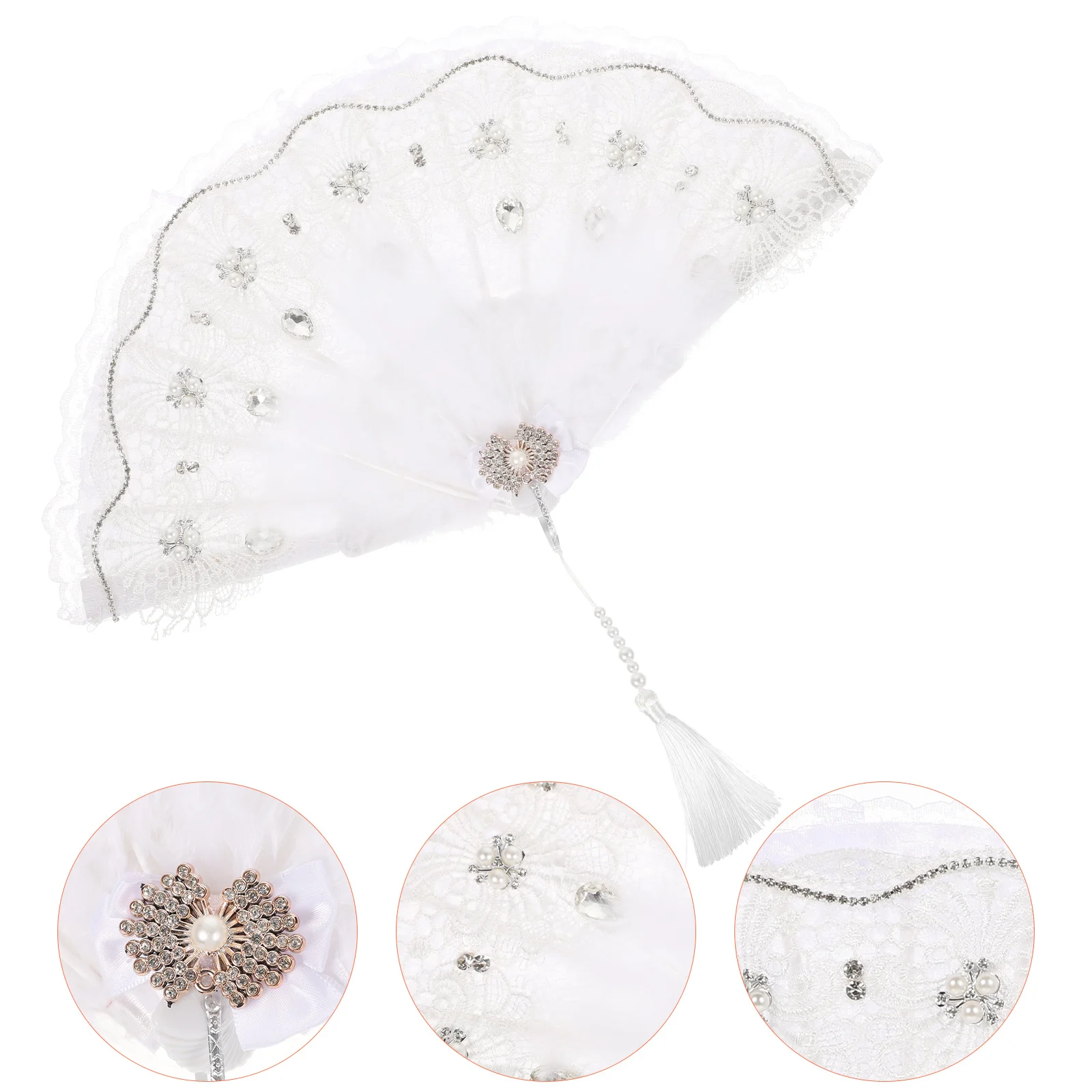 

Handmade Wedding Bridal Plume Decorative For Party Stage Performance Delicate Women Hand Chinese Style Fan