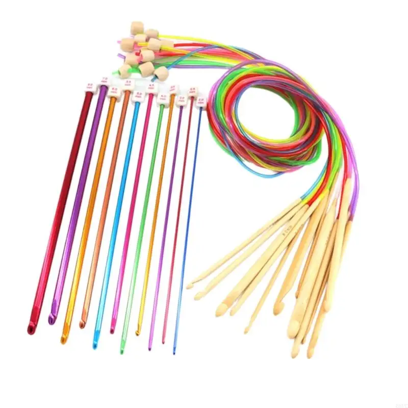 68UC 23 PCS Afganización ganchos Afghan Set 2.0-8.0 mm aguja tejer para alfombra bufandas