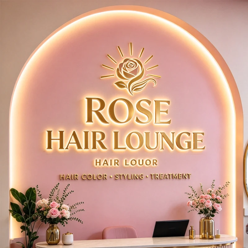 3D Backlit Business Sign Custom Metal Sign For Beauty Salon Clinic Led Letters Halo Lit Business Logo Sign Light Up Company Sign