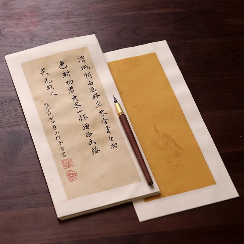 

40 листов красочной полузрелой бумаги Сюань, мягкая кисть для каллиграфии, маленькая специальная бумага Кай, 15x34 см