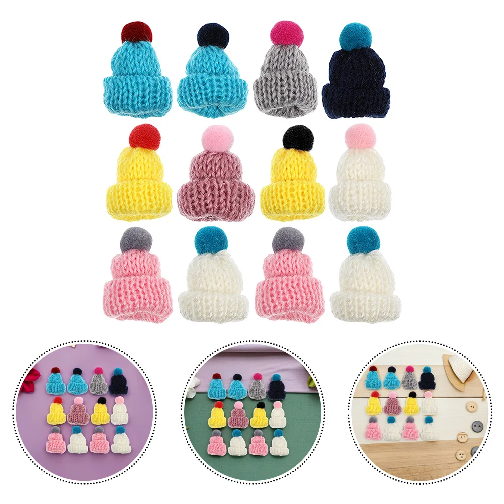 

20pcs Mini Diy Craft Woolen Yarn Miniature Accessories For Decorative Tiny Hats Multi-Function Woolen Yarn Hats Supply