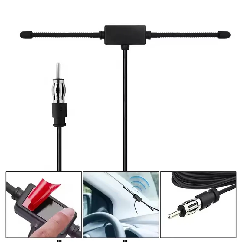 Universal Car Windshield AM FM Radio Antenna Signal Amplifier Booster Hidden Radio Active Truck Antenna for Vehicle Car Truck