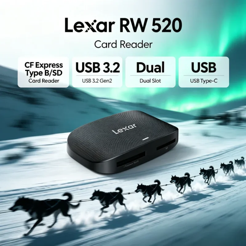 Lexar RW520 Memory Card Reader USB 3.2 Gen 2 CFexpress Type B SD Card Reader High Speed 10Gbps for Video Transfer