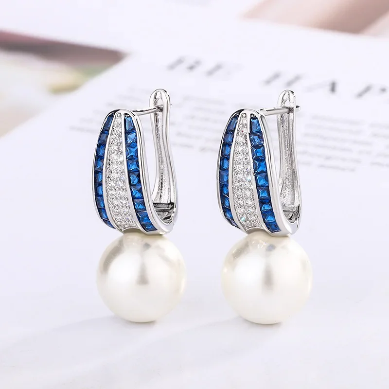 

Elegant Multicolor Crystal White Pearl Drop Earrings Women Trendy Statement Jewelry Perfect for Wedding Party Dress Accessories