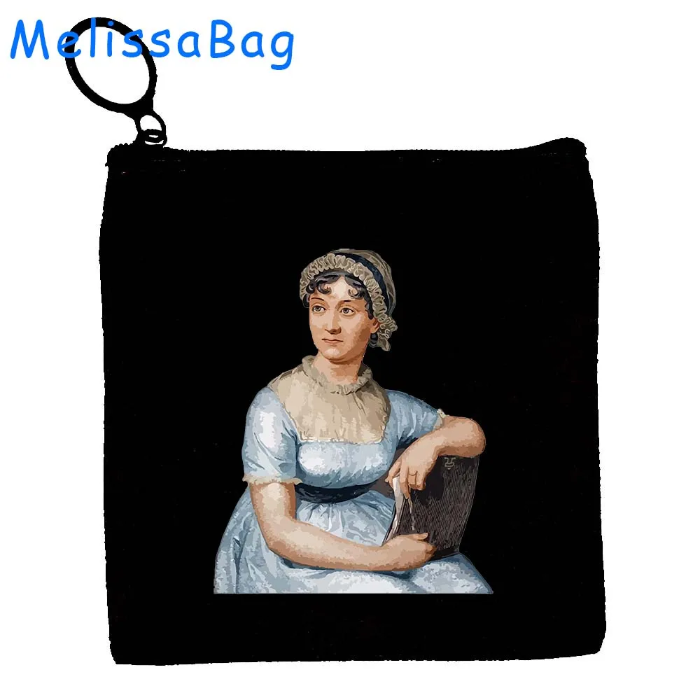 Pride and Prejudice Novel Obstinate Headstrong Girl Jane Austen Books Bookshelf Gift Canvas Coin Purse Key Case Bag Zipper Pouch