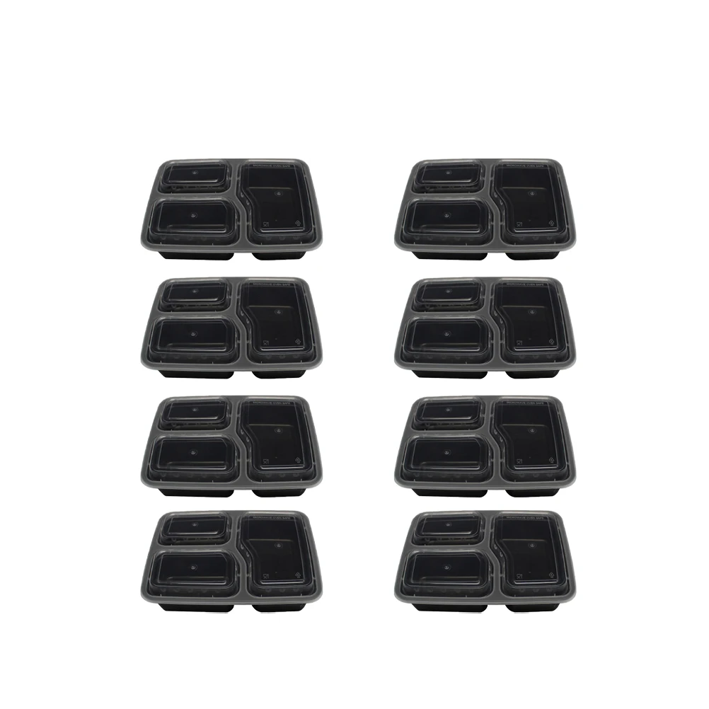

15Pcs Meal Prep Containers 3 Compartment Food Storage Box 1000ml Large Capacity Safe Stackable Reusable Bento Container