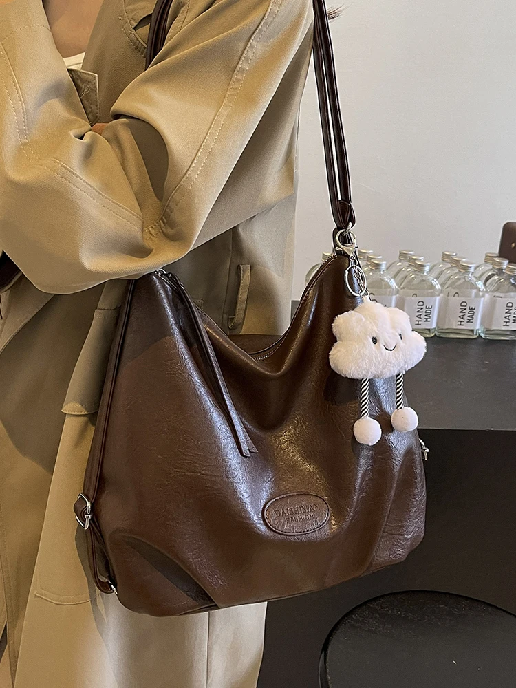 

Women's Large Capaci Commuter Vintage Casual Street Sle Tote Bag Double oulder Travel Bapa Soft PU Leather Handbag