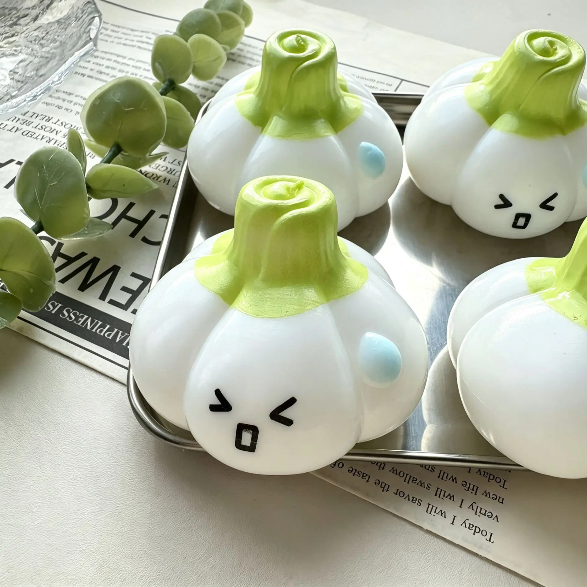 Soft Garlic Face Squishy Hollow Ball DIY Stress Relief Toy Crinkle Ball Handmade Blocks Creative Puzzle Squeeze Toy Material - view 4