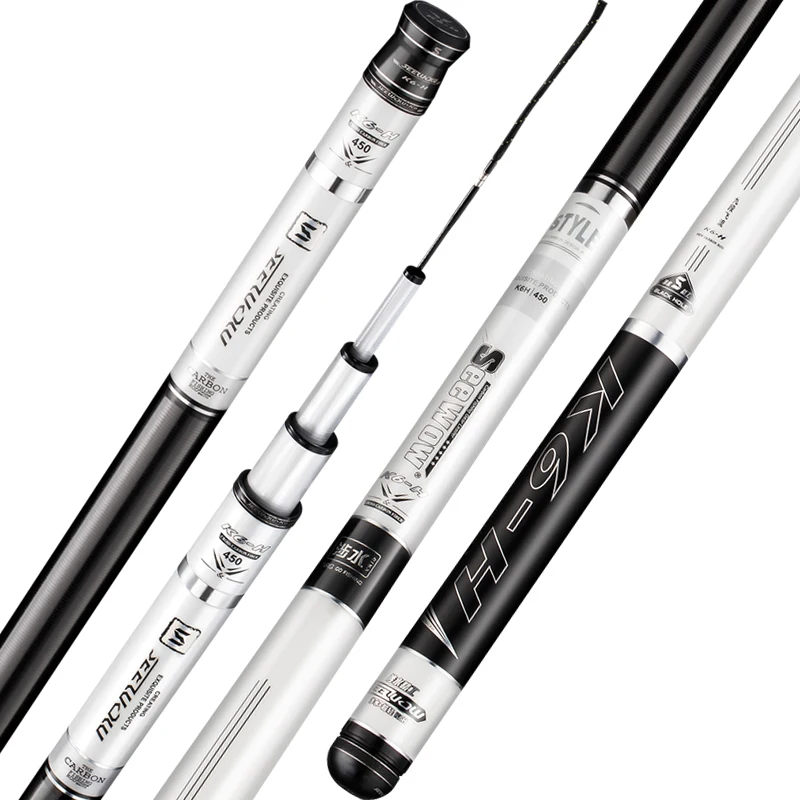 

SEEWOW 28 Tune Ultralight Superhard Taiwan Fishing Rod Carbon Fibre Telescopic Carp Hand Pole 2.7m-7.5m Stream Freshwater Rod