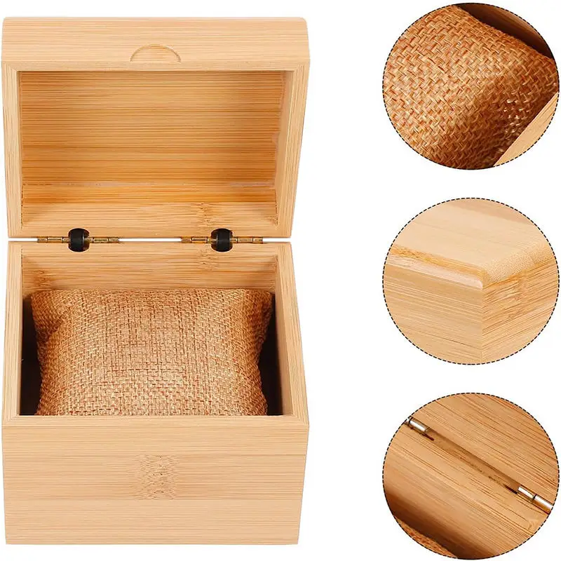 Boîte de rangement carrée en bois vintage non finie pour montres et bijoux, organisateur pour collection de montres-bracelets pour hommes et femmes