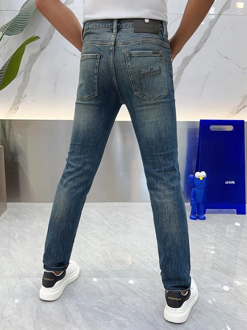 

Waed Denim Jeans Men's Slim Fit Comfortable Sli Casual Trendy mid Waist Long Pants Autumn Season Breathable Youth Faion