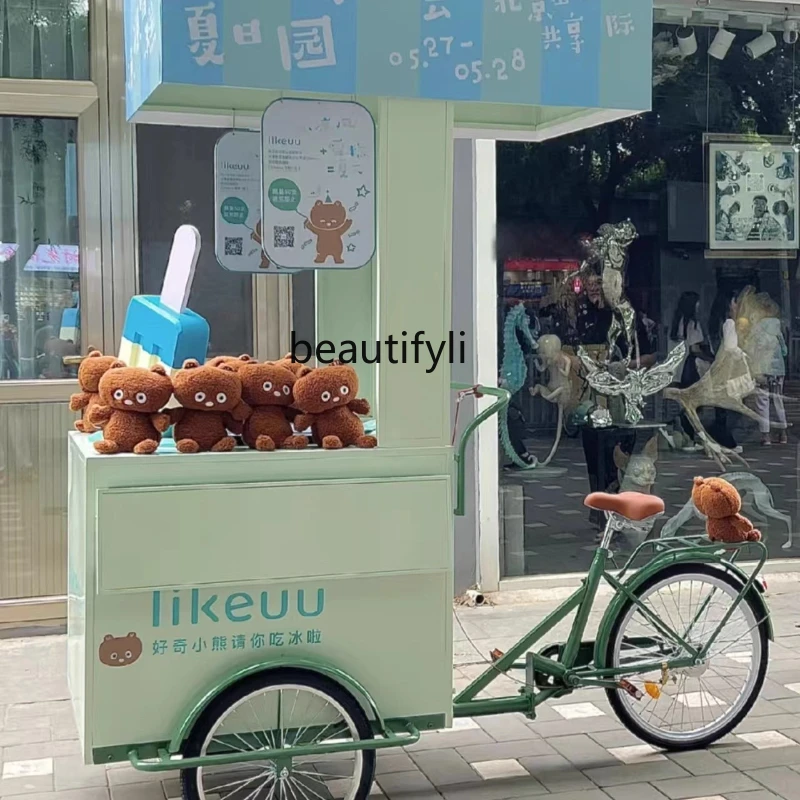 

Iron Art Flower Cart Night Market Parade Food Cart Movable Market Milk Tea Snack Promotion Mall Stall Cart