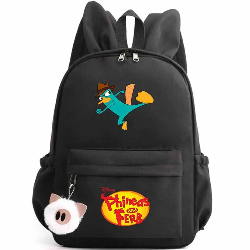 Disney Phineas And Ferb Backpack for Girls Boys Children Rucksack Casual School Bags Travel Rabbit Ears Backpacks Mochila