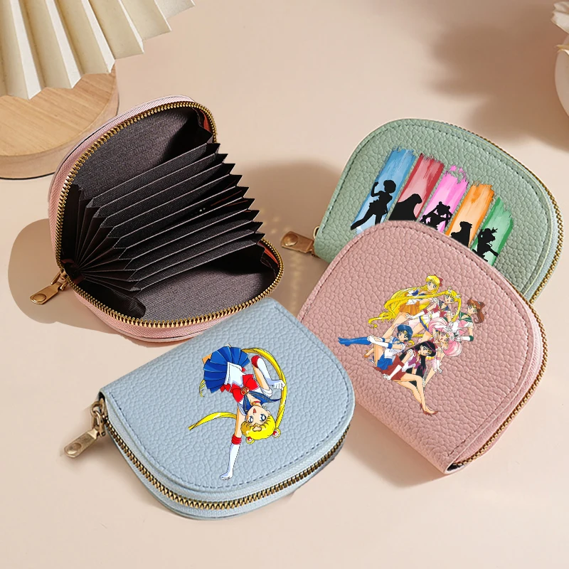 

Kawaii Sailors Moons Wallets Girl PU Sweet Purse Fashion Multifunctional Card Bags Large Capacity Moneybag Cute Pocketbook Gift