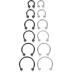 Drperfect 16G Stainless Steel Nose Rings Septum Piercing Cartilage Horseshoe Earring Body Piercing 6MM-16MM