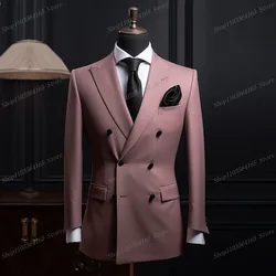 New Pink Men Blazer Business Formal Office Coat Casual Work Prom Single Jacket Wedding Party Fashion Male Suit B21