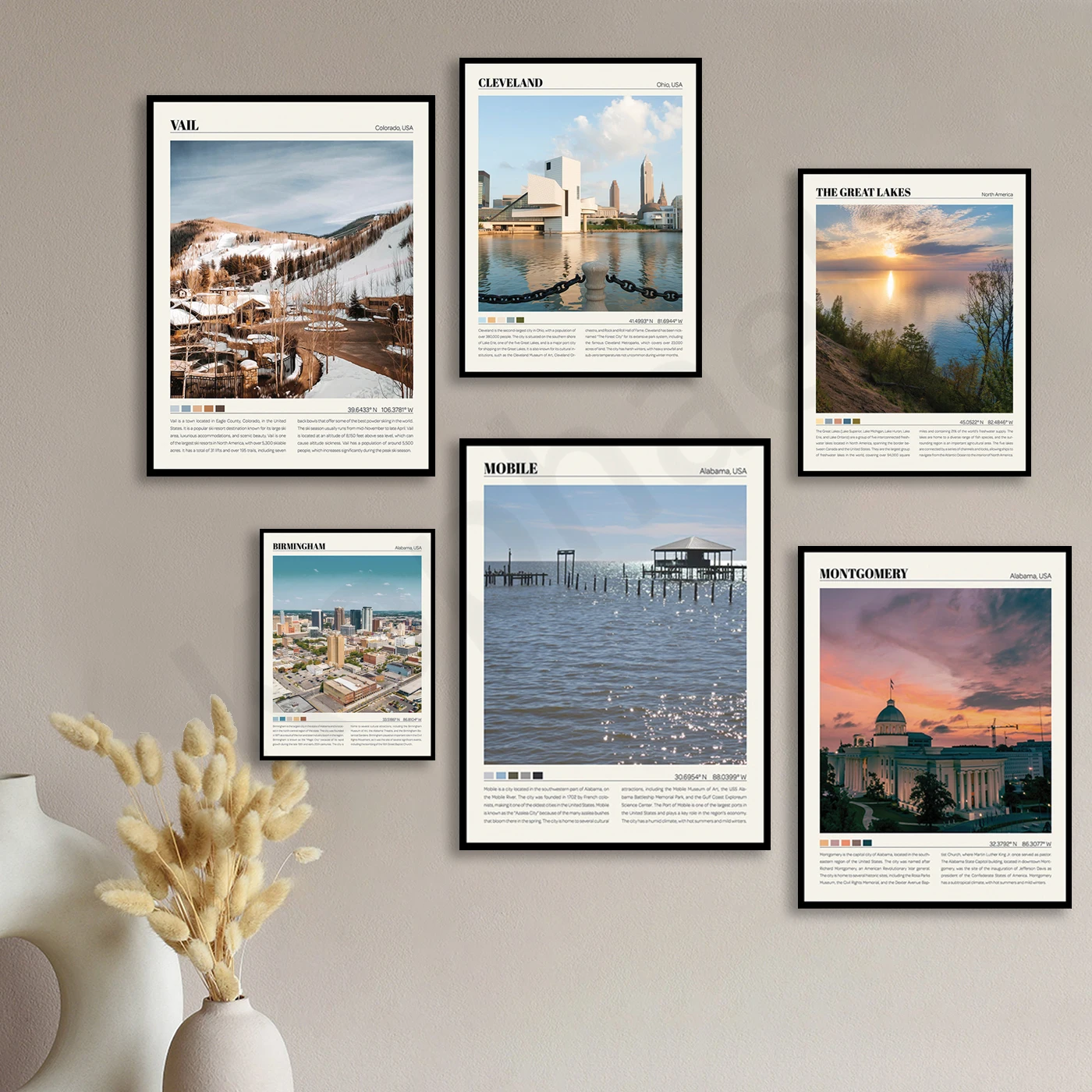 ملصق سان دييغو ألاسكا ميلووكي بايفرونت برمنغهام مونتغمري كليفلاند فيل سيتي للسفر والمناظر الطبيعية