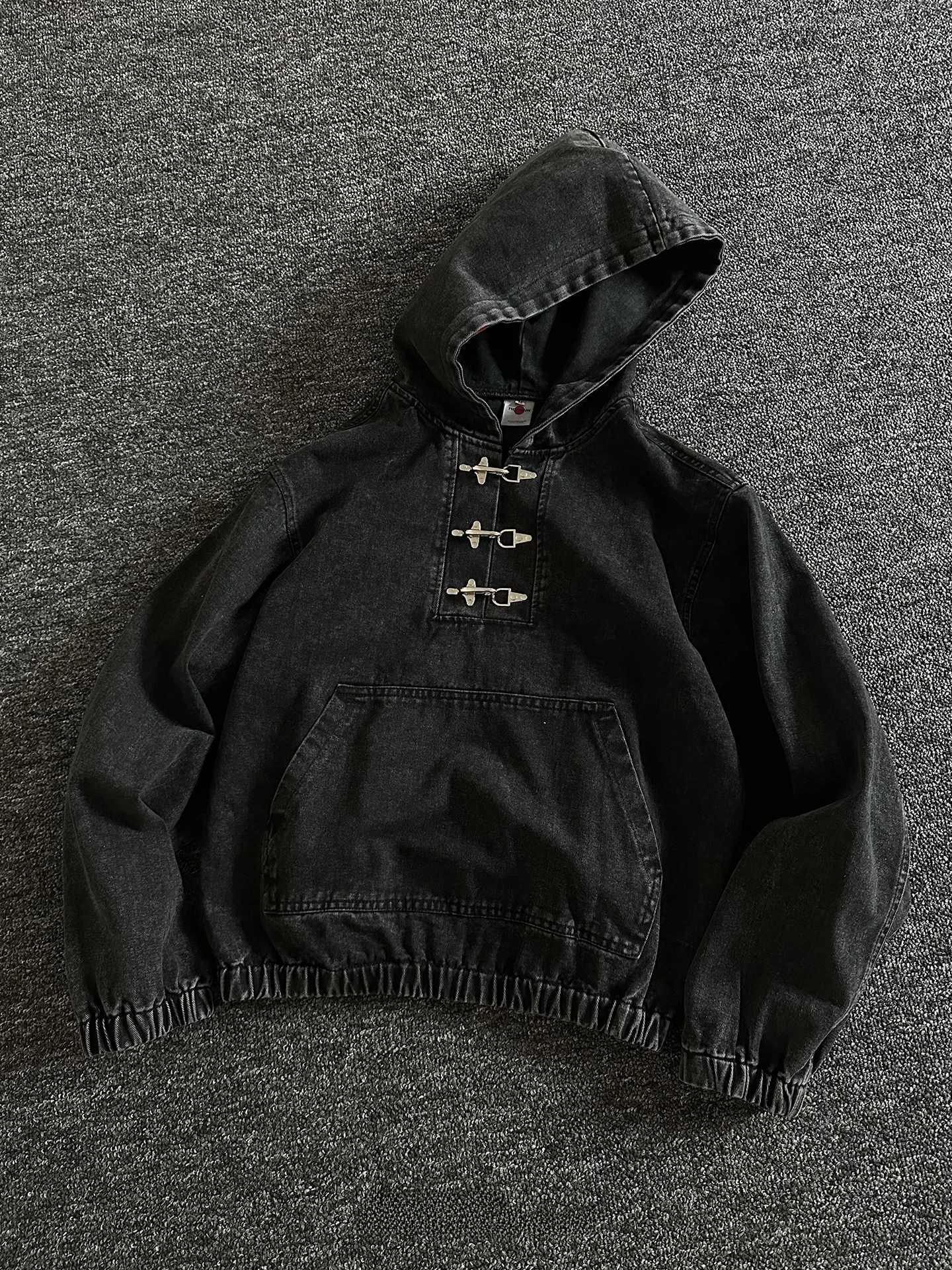 

Rise Brand Heavyweight Waed Denim Hoodie Jaet Loose Soft ell Outerwear Spring Casual Sle Men's Long Sve Sweatirt