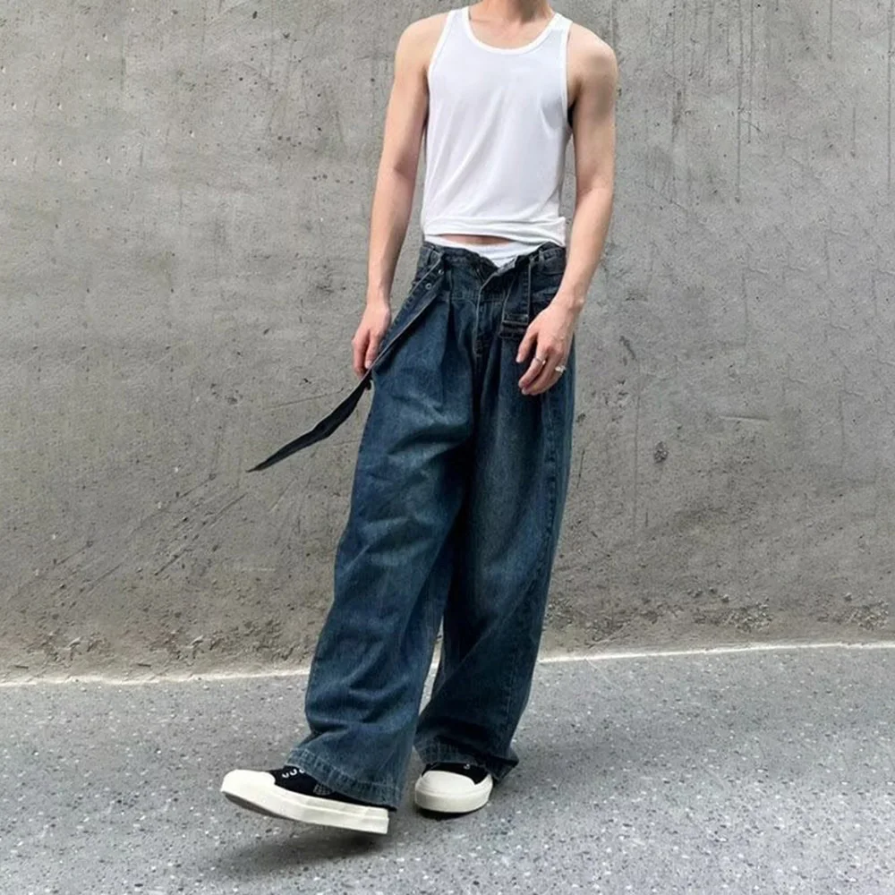 

Mens Long Pants Washed Contrasting Casual Jeans Seasonal Streetwear Daily No Ironing Straight Leg Pants Men's Clothing Unisex