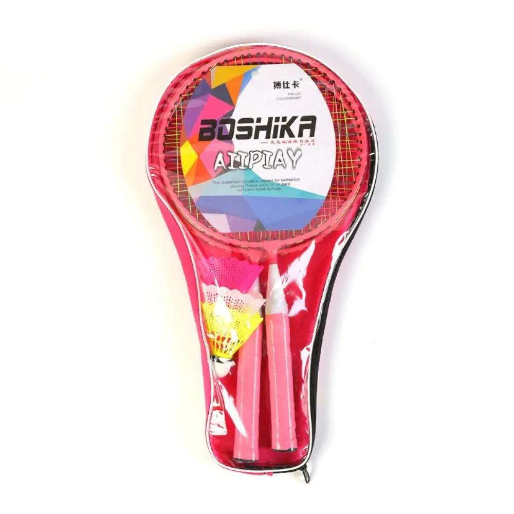 Children Lightweight Badminton Rackets Family Game Toy Iron Alloy Double Racquet Set with Carrying Bag Sports Equipment