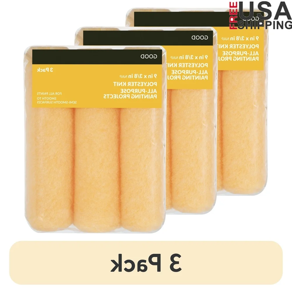 

3 упаковки 9-дюймовых вязаных полиэстеровых роликов, большая емкость, гладкая отделка, идеальные проекты окраски для интерьера и наружного использования