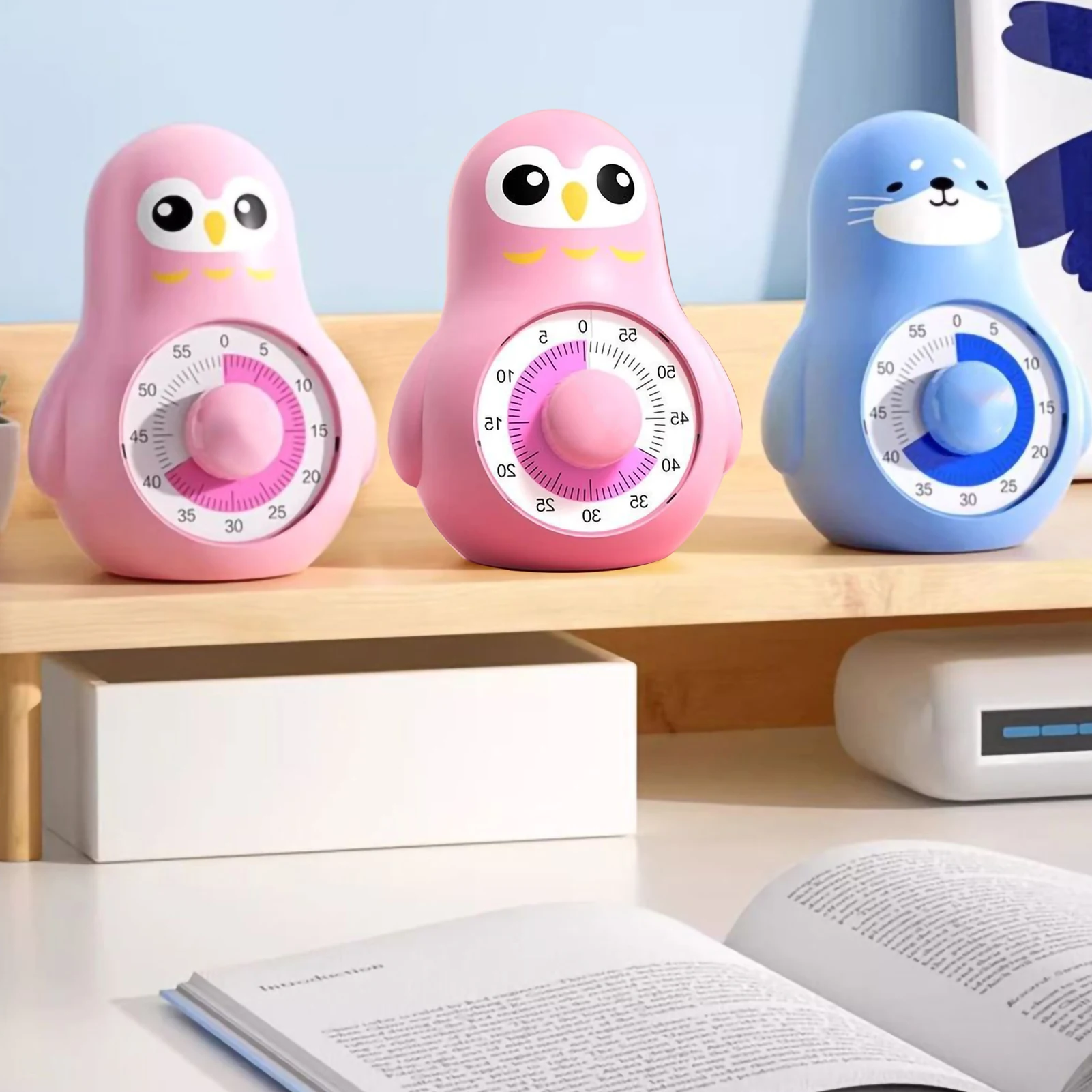 Cute USB Rechargeable Visual Timer 60 Minutes Productivity Non-Distracting Time Management Tool for School Learning Kitchen Task