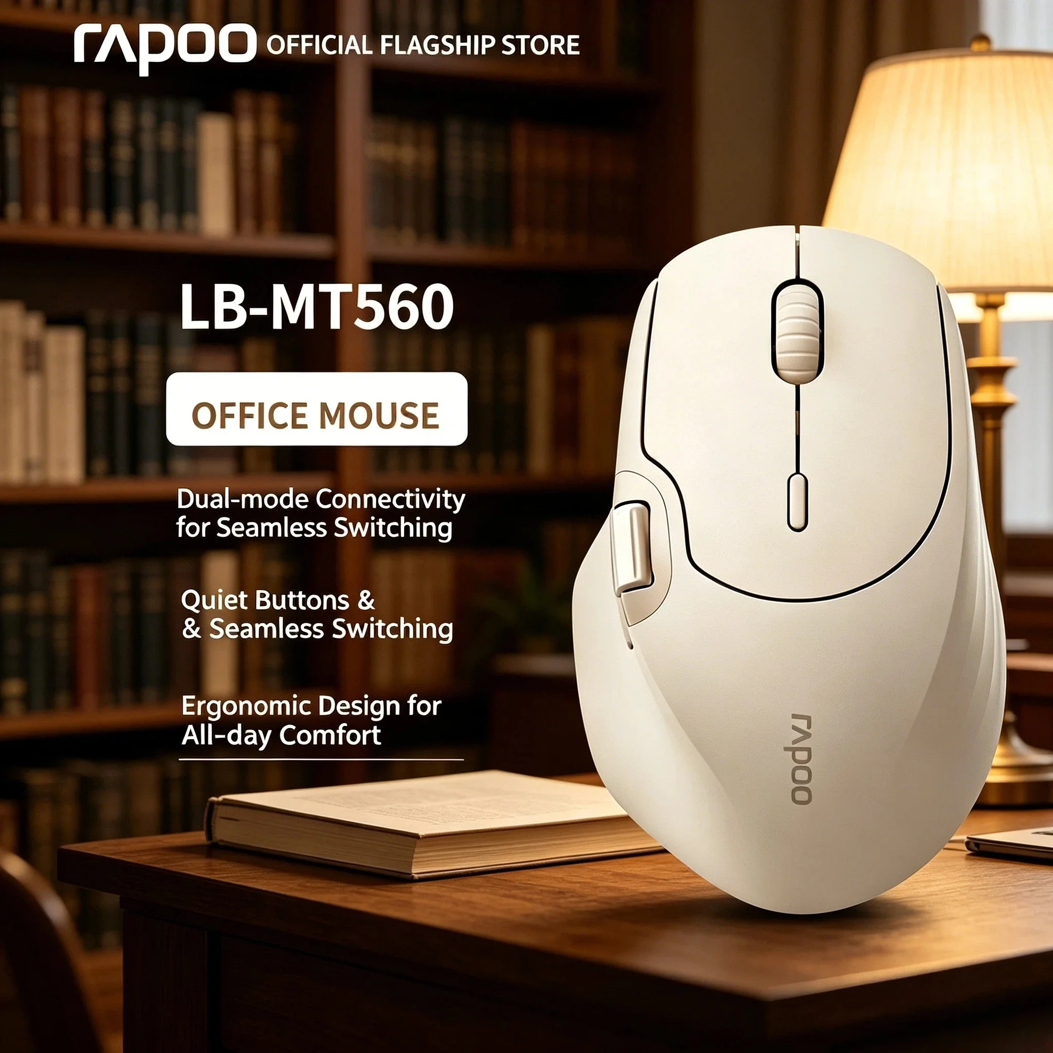 Rapoo MT560 Esoteric 3 Mode Wireless Mouse Ergonomic Hall Magnetic Induction Knob Cross Screen Custom Graceful Lightweight Pro