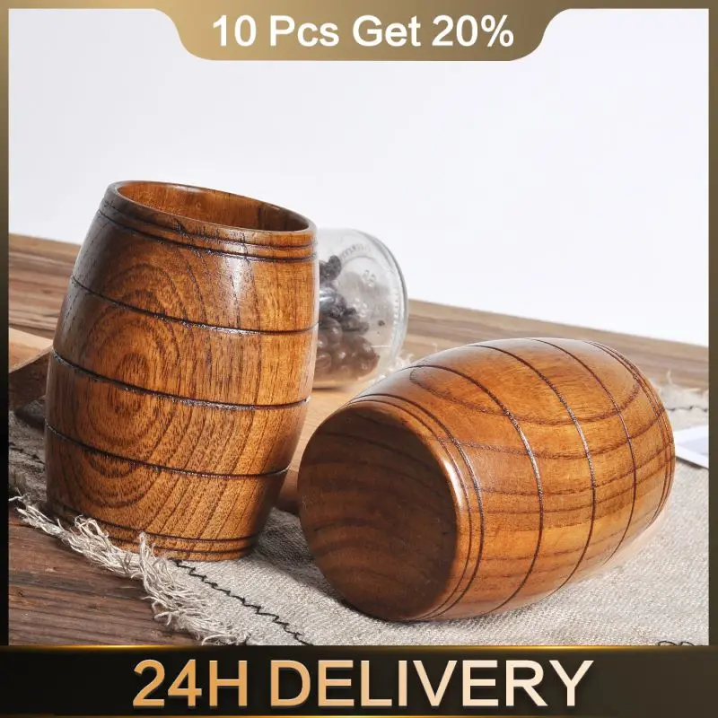 Mug Versatile Vintage Jujube Wooden Water Mug Retro Handmade Exclusive Juice Unique Artisanal Wooden Mug With Handle Handle Cup