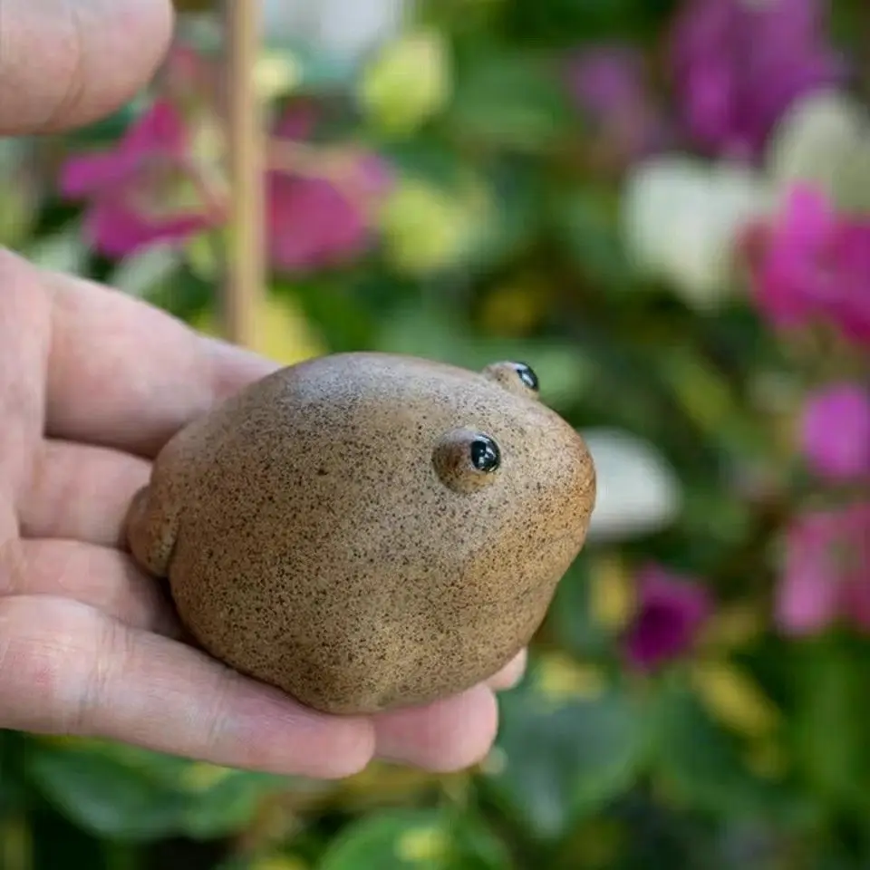 5 سنتيمتر محظوظ الضفدع الشاي الحيوانات الأليفة زن طقم شاي الفخار الخشن الخزف اليدوية الحيوان لطيف الطراز الحديث ديكور المنزل الصينية