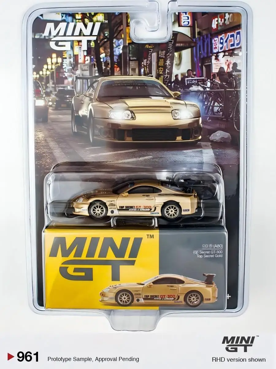TSM MINIGT 1:64 #961 BL A80 Top Secret GT-300 Gold Blister Packaging Die-cast Alloy Car Model Collection Gift