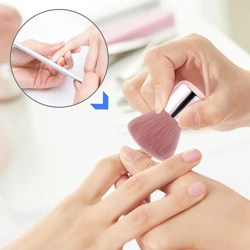 Cepillo redondo para polvo de uñas, cepillos para quitar el polvo de uñas de gran tamaño, herramienta de limpieza de polvos de esmalte de Gel UV acrílico, accesorios de manicura
